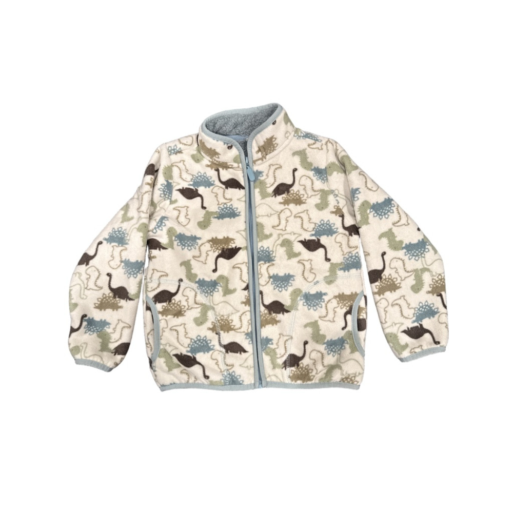 Boys’ Fleece Jacket Size 3T Dinosaur Pattern Full-Zip Sherpa Lined Pre-Owned